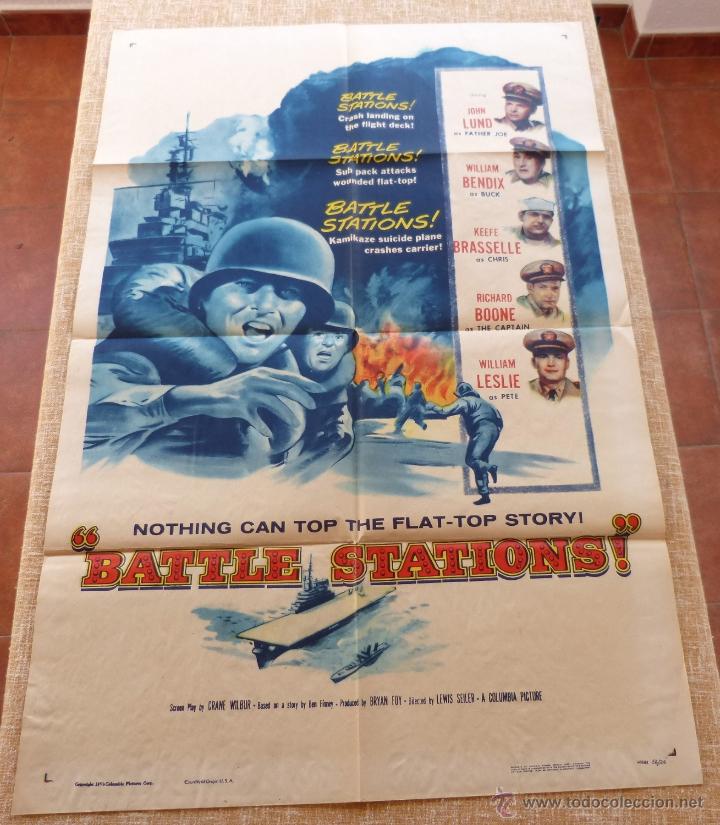 Cinema: Battle Stations P&oacute;ster original de la pel&iacute;cula, Original, Doblado, a&ntilde;o 1956, Hecho en U.S.A.