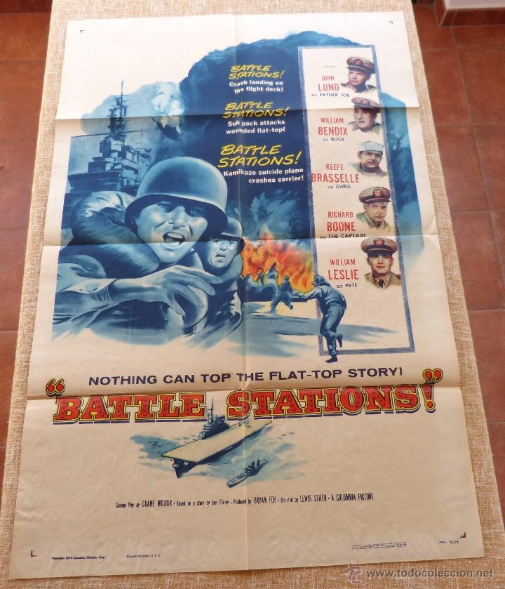 Cine: Battle Stations Póster original de la película, Original, Doblado, año 1956, Hecho en U.S.A. - Foto 6 - 45990211