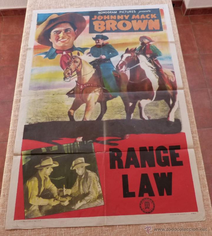 JOHNNY MACK BROWN / RANGE LAW PÓSTER ORIGINAL DE LA PELÍCULA, ORIGINAL, DOBLADO, DE LOS AÑOS 40, USA (Cine - Posters y Carteles - Acción)