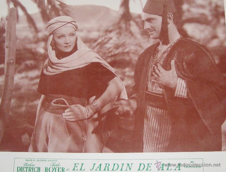 Cine: Lobby card mexicano de El jard&iacute;n de Al&aacute; Marlene Dietrich Charles Boyer David O. Selznick