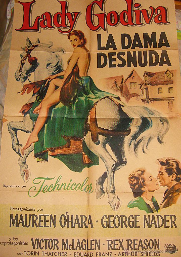 Cinema: Cartel original Estados Unidos Lady Godiva la dama desnuda Maureen O&acute;Hara George Nader
