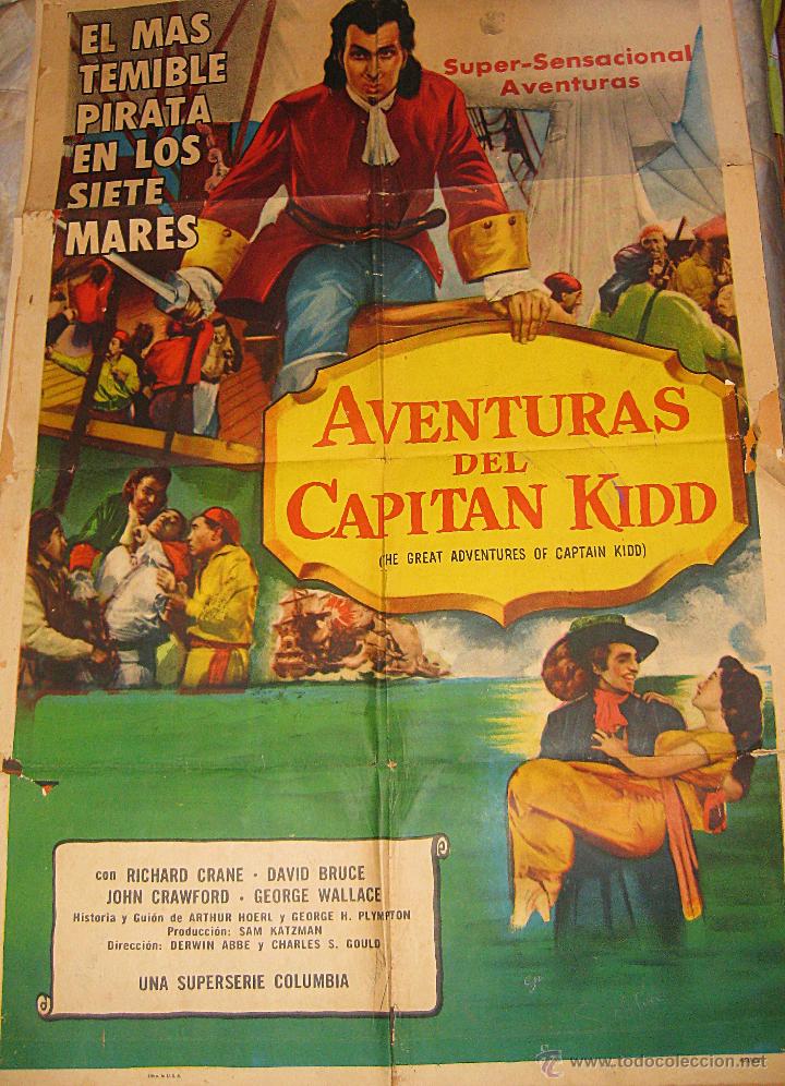 Cinema: Cartel original Estados Unidos Aventuras del capit&aacute;n Kidd Richard Crane David Bruce 1953