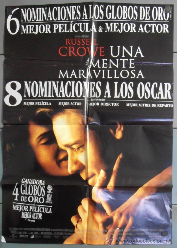Cinema: UNA MENTE PRODIGIOSA,CARTEL DE CINE ORIGINAL 70x100 cm CON ALGUN DEFECTO A 1&euro;,VER FOTO (5419)