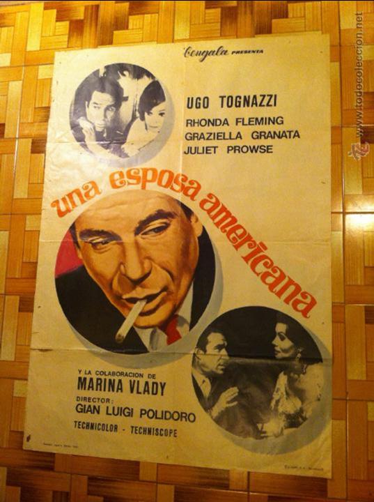 Cin&eacute;ma: poster cartel original estreno cine pelicula UNA ESPOSA AMERICANA UGO TOGNAZZI 70x100