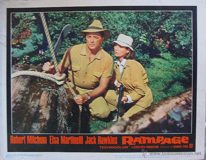 Cinema: Robert Mitchum lobby card original Estados Unidos Safari en Malasia Rampage Elsa Martinelli Sabu