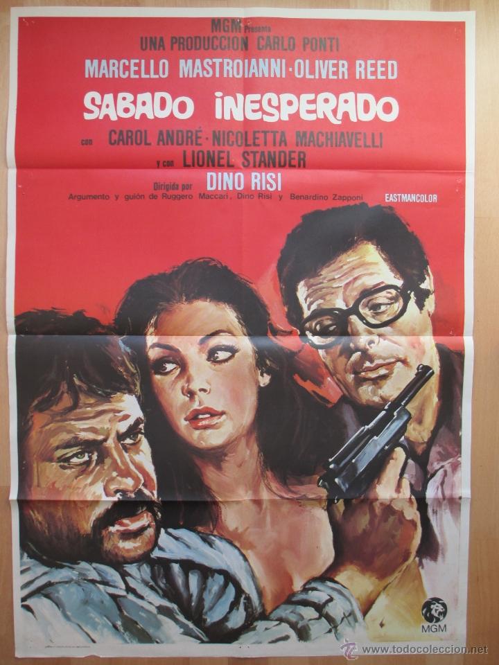 Cine: CARTEL CINE, SABADO INESPERADO, MARCELLO MASTROIANNI, OLIVER REED, 1974, C381