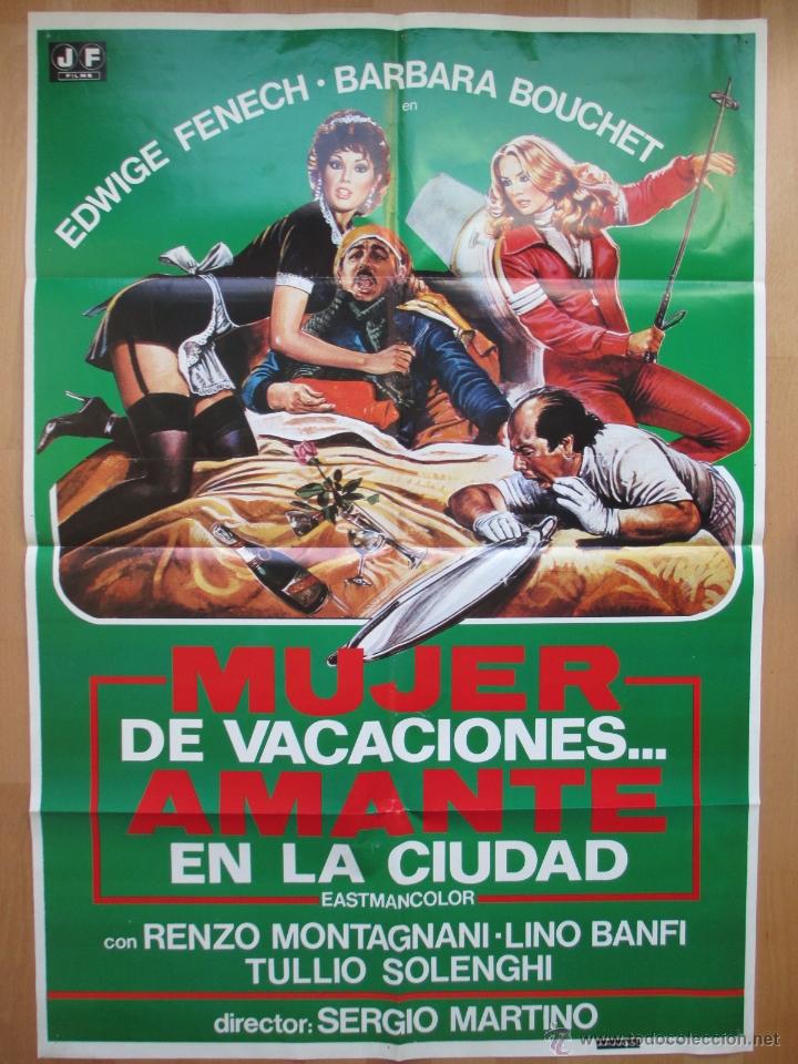 Cine: CARTEL CINE, MUJER DE VACACIONES...AMANTE EN LA CIUDAD, EDWIGE FENECH, BARBARA BOUCHET, 1980, C417