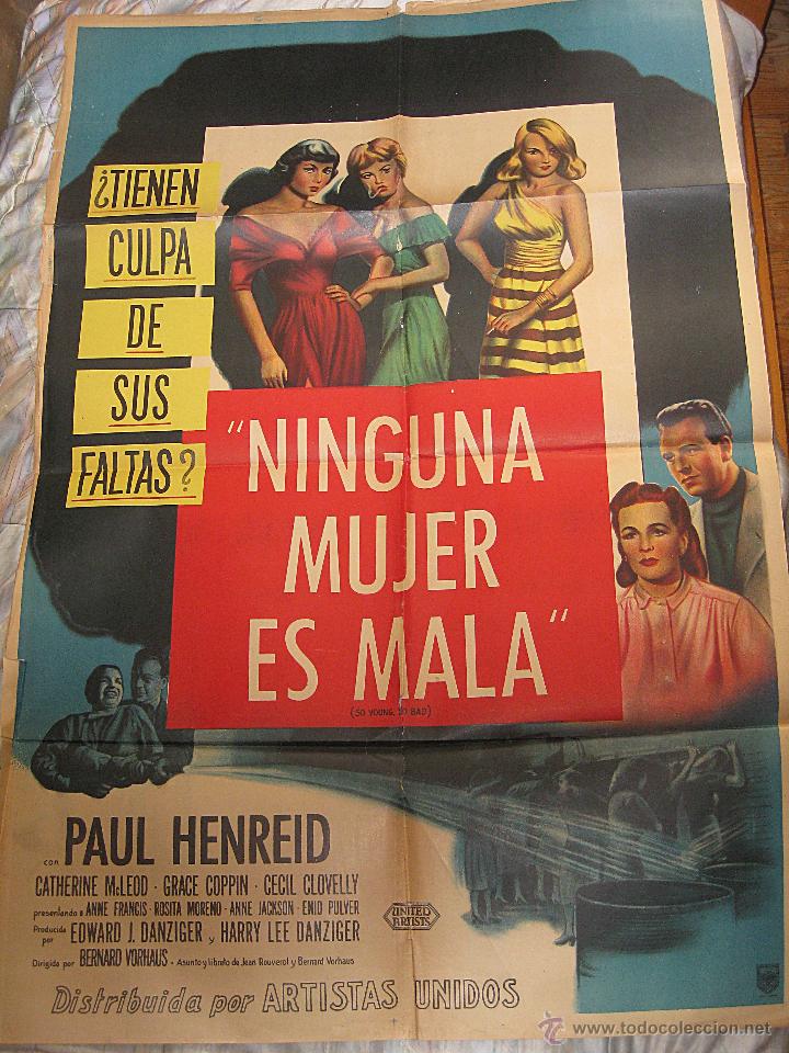 Cinema: Ninguna mujer es mala cartel Original Argentina 1950 So young so bad Edgar g. Ulmer