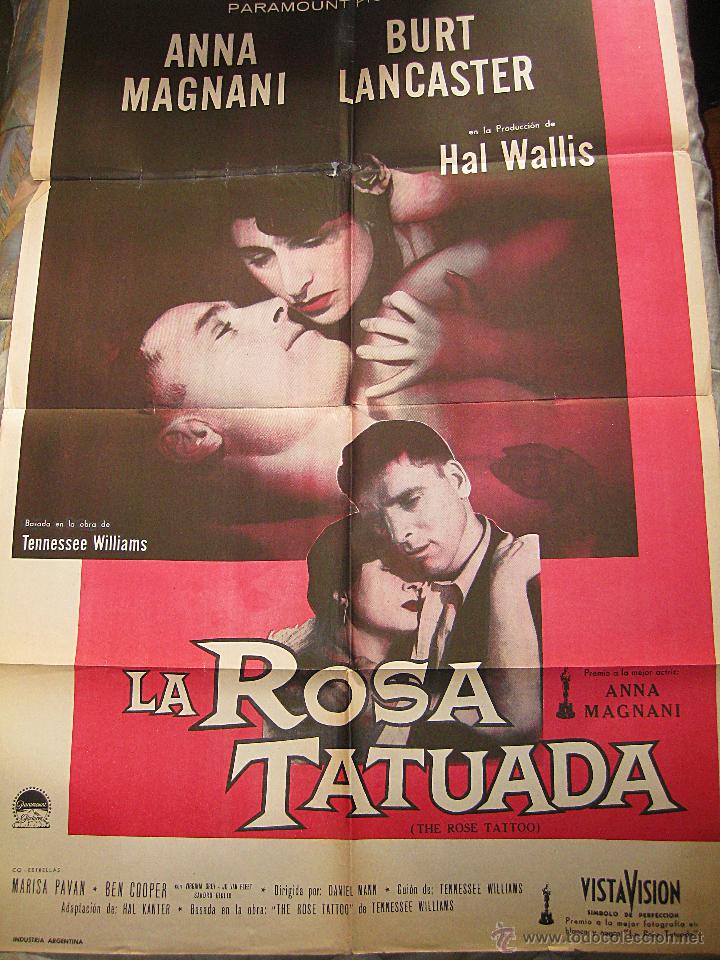 Cinema: La rosa tatuada cartel original Argentina Burt Lancaster &Oacute;scar Anna Magnani 1955