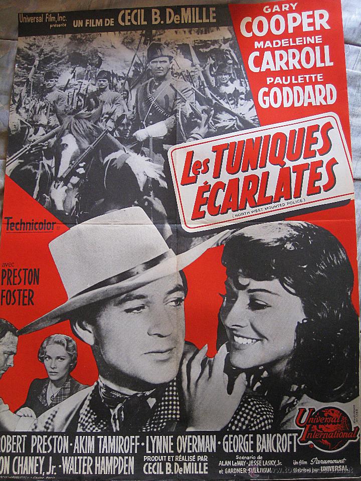 Cinema: Policia montada del Canad&aacute; cartel original Francia Les Tuniques &Eacute;carlates Gary Cooper