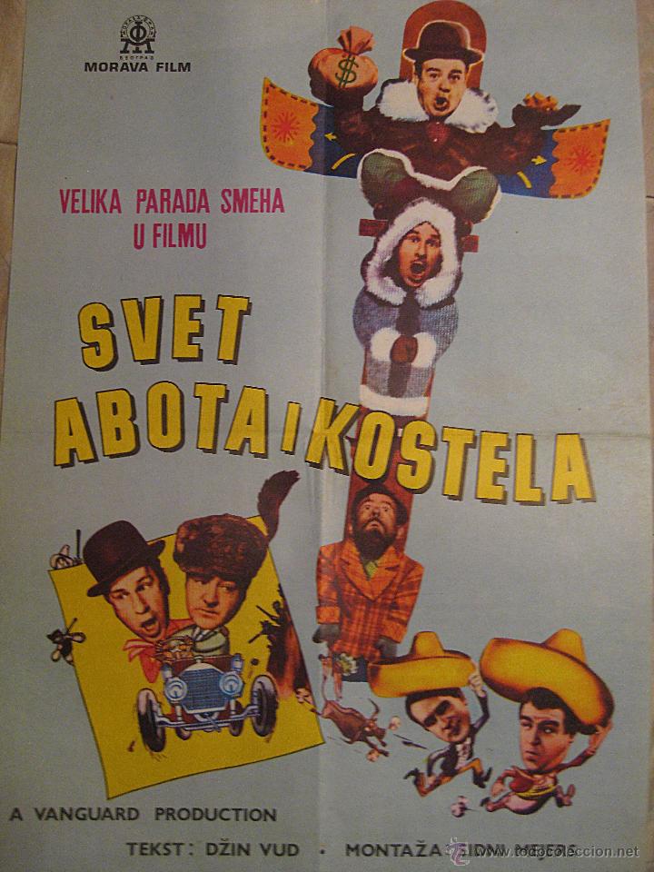 Cine: El mundo de Abbott y Costello cartel original Yugoslavia 1965 The world of Abbott and Costello