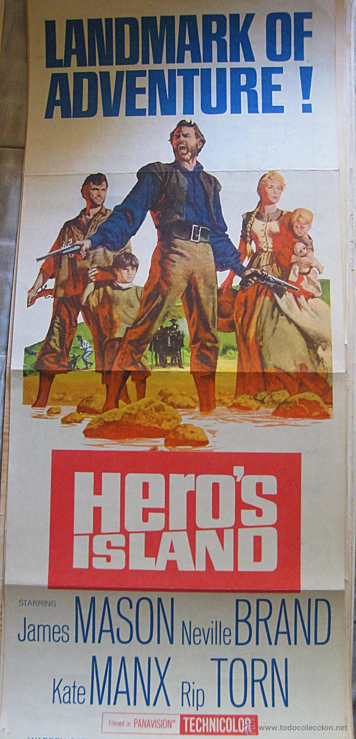Cinema: Hero's Island 1962 cartel original Estados Unidos James Mason Neville Brand Kate Manx Rip Torn