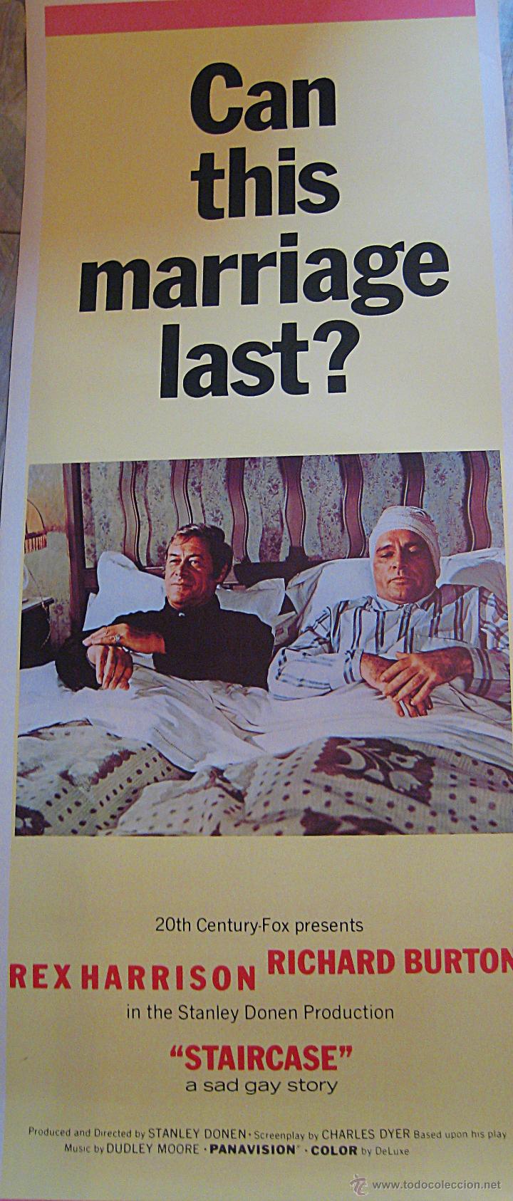 Cine: La escalera cartel original Estados Unidos Staircase 1969 Richard Burton Rex Harrison Stanley Donen
