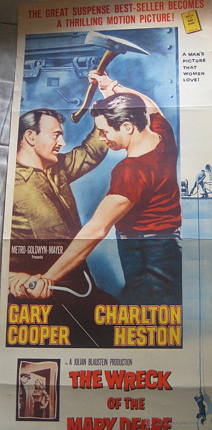 Cine: Misterio en el barco perdido cartel original Estados Unidos Gary Cooper Charlton Heston