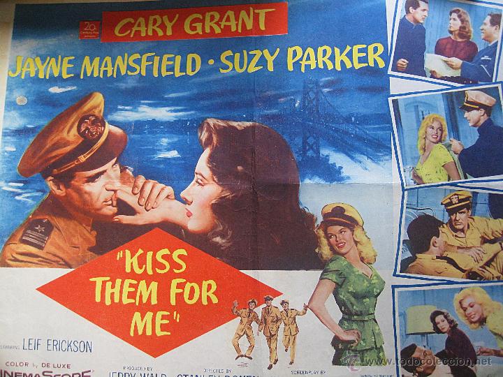 Cine: B&eacute;salas por m&iacute; cartel original Estados Unidos Kiss them for me Cary Grant Jayne Mansfield S. Donen