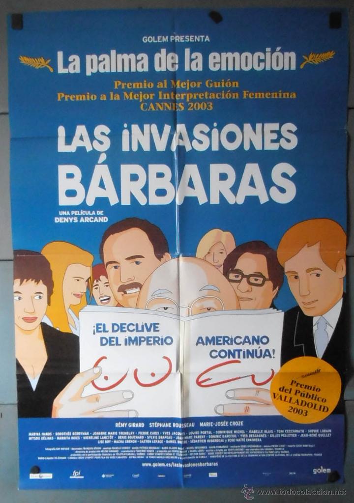 Cin&eacute;ma: (13133)LAS INVASIONES BARBARAS, CARTEL DE CINE ORIGINAL 70x100 APROX,CONSERVACION,VER FOTO