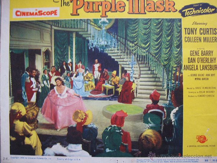 Cin&eacute;ma: Lote 3 Lobby card originales Estados Unidos La m&aacute;scara p&uacute;rpura Tony Curtis Collen Miller A.Lansbury
