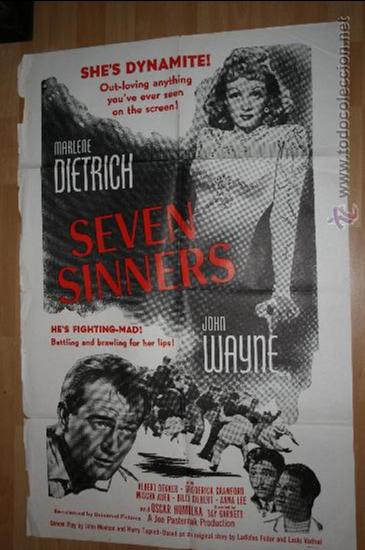 Cine: CARTEL ORIGINAL AMERICANO DE SIETE PECADORES MARLENE DIETRICH
