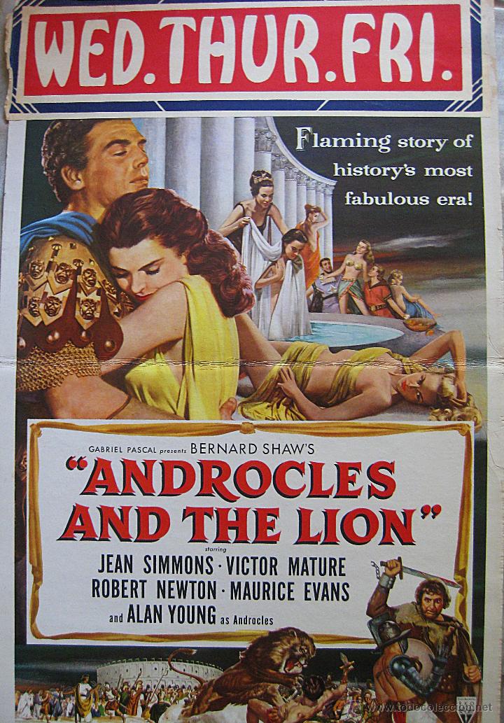 Cin&eacute;ma: Androcles y el le&oacute;n cartel original Estados Unidos Jean Simmons Victor Mature
