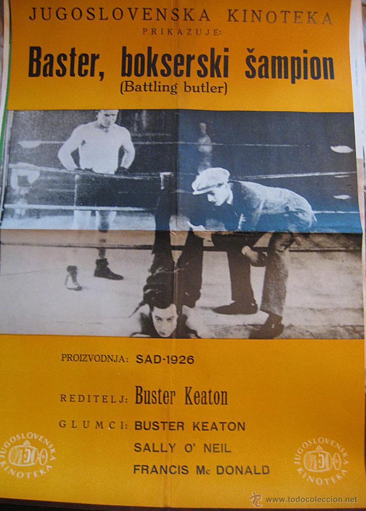 Cin&eacute;ma: El boxeador cartel original Yugoslavia Buster Keaton 1950 BATTLING BUTLER cine mudo