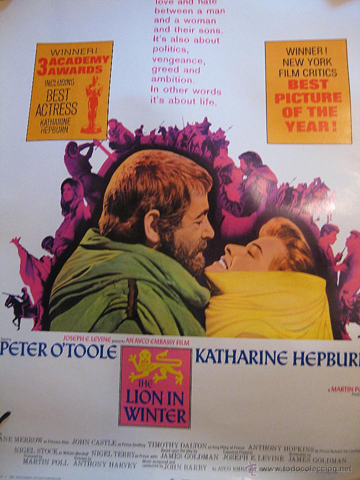 Cinema: El le&oacute;n en invierno cartel original Estados Unidos LION IN WINTER  Hepburn  Peter O'Toole