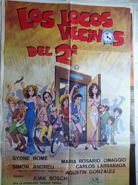 Cine: CARTEL DE CINE- MOVIE POSTER. LOS LOCOS VECINOS DEL 2&ordm; 100X70 CM