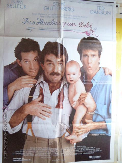 Cinema: CARTEL DE CINE- MOVIE POSTER. TRES HOMBRES Y UN BEBE. 100X70 CM
