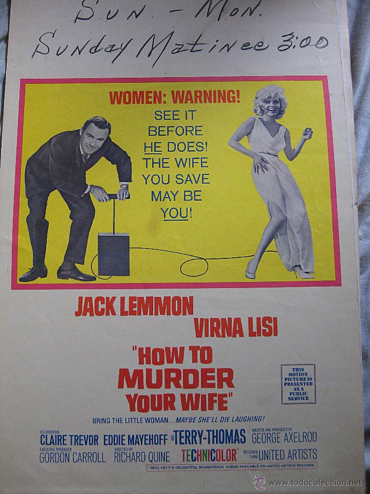 Cinema: C&oacute;mo matar a la misma esposa cartel original Estados Unidos  Jack Lemmon Virna Lisi