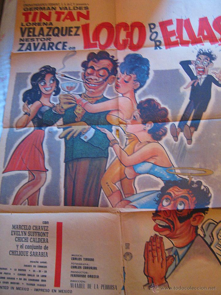 Cinema: Loco por ellas cartel original M&eacute;xico Tin Tan Germ&aacute;n Vald&eacute;s 1966