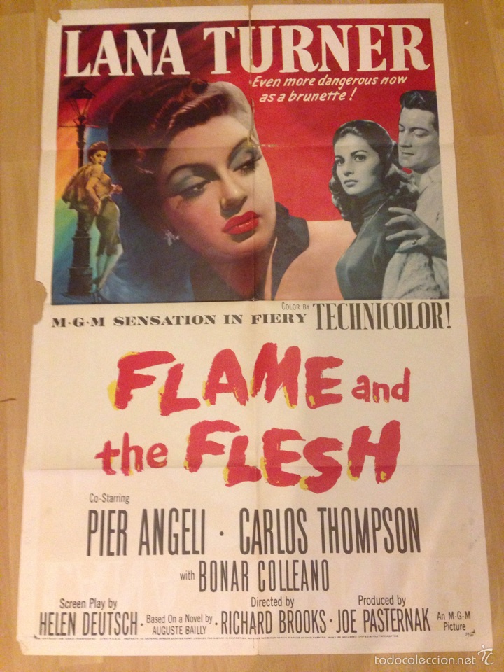Cinema: Cartel o poster americano the flame and the flesh.lana turner pier angeli