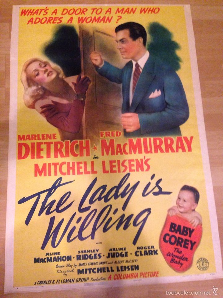 Cine: Cartel o p&oacute;ster capricho de mujer marlene dietrich.entelado.original estreno usa 1942