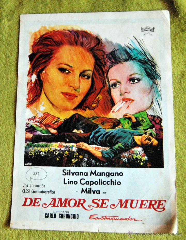Cinema: CINE - DE AMOR SE MUERE - POSTER DE 21 &times; 29 Cm.