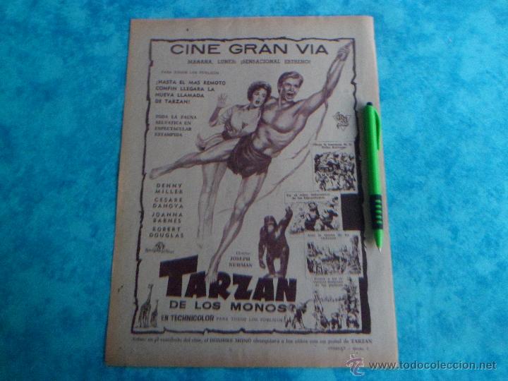 Cinema: ESTRENO ~ TARZAN DE LOS MONOS ~ DENNY MILLER ~ JOANNA BARNES ~ PUBLICIDAD ORIGINAL DE PRENSA ~ 1961