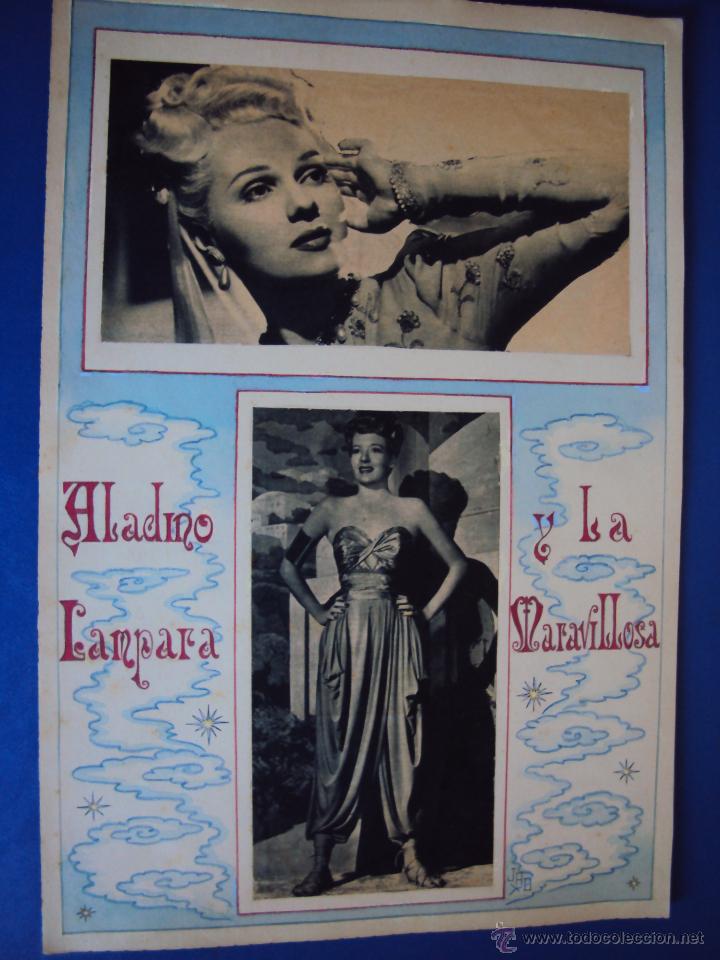 Cinema: (PA-1205)CARTEL ORIGINAL DE LA PELICULA ALADINO Y LA LAMPARA MARAVILLOSA A&Ntilde;OS 50