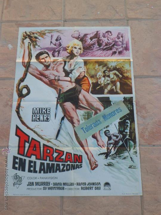 Cine: TARZAN EN EL AMAZONAS - MIKE HENRY - POSTER ORIGINAL DEL ESTRENO EN ESPA&Ntilde;A - 70X100 CM