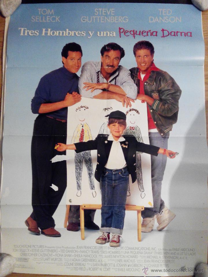 Cine: Tres hombres y una peque&ntilde;a dama - aprox 70x100 Cartel ORIGINAL cine (L16)