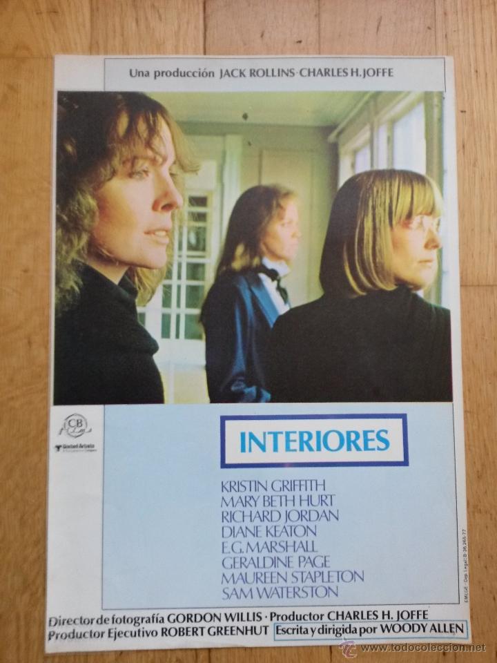 Cinema: Cartel de cine 1978, interiores ,woody allen de 34 x 24 cms