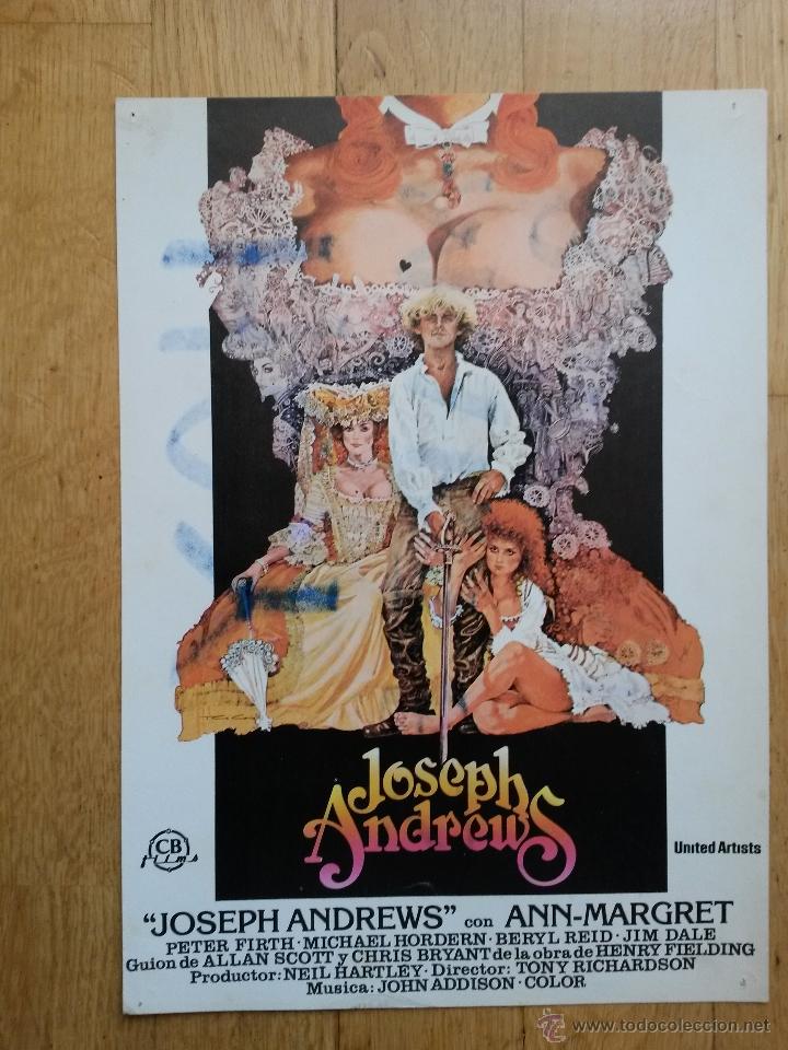 Cine: Cartel de cine, joseph andrews con an margret de 33,5 x 23,5 cms. escrito detras