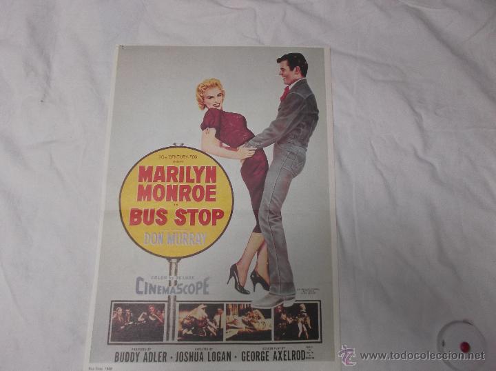 Cine: cartel de marilyn monroe, bus stop, 28x39,no ha estado clavado en perfecto estado