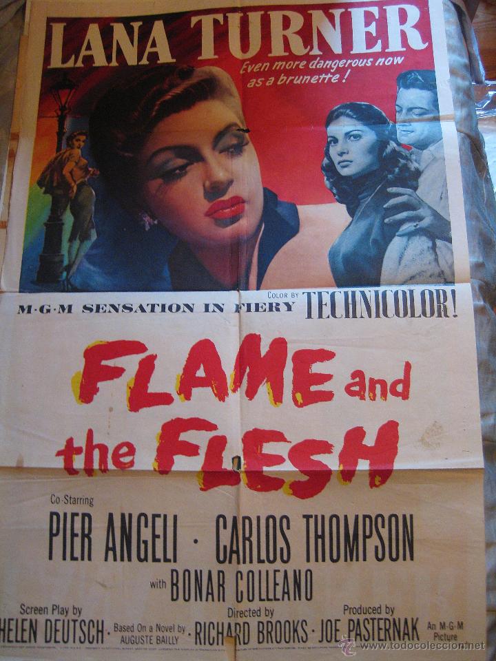 Cinema: Flame and the Flesh cartel original Estados Unidos 1954 Lana Turner Pier Angeli