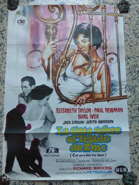 Cinema: LA GATA SOBRE EL TEJADO DE ZINC, ELIZABETH, CARTEL POSTER ORIGINAL DE LA PEL&Iacute;CULA , 70 X 100 CM