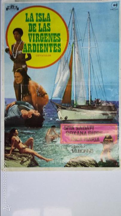 Cine: ANTIGUO CARTEL DE CINE 70 X 100 CM. LA ISLA DE LAS VIRGENES ARDIENTES - 1977