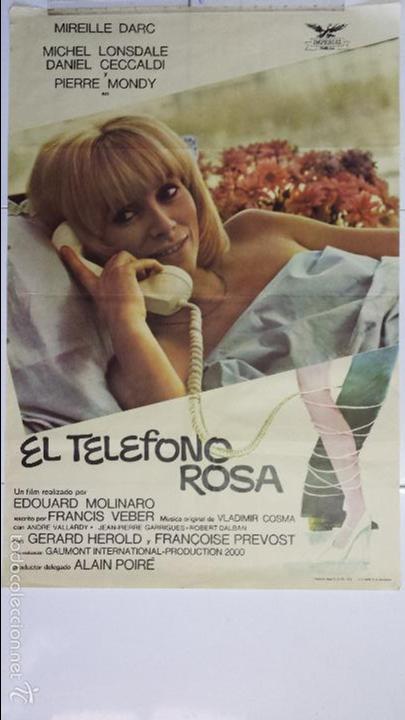 Cine: ANTIGUO CARTEL DE CINE 70 X 100 CM. EL TEL&Eacute;FONO ROSA - 1976