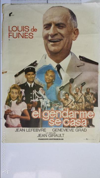 Cine: ANTIGUO CARTEL DE CINE 70 X 100 CM. EL GENDARME SE CASA - 1977