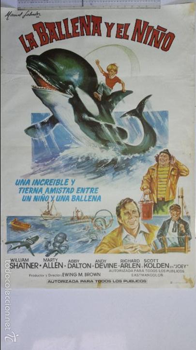 Cine: ANTIGUO CARTEL DE CINE 70 X 100 CM. LA BALLENA Y EL NI&Ntilde;O - 1976