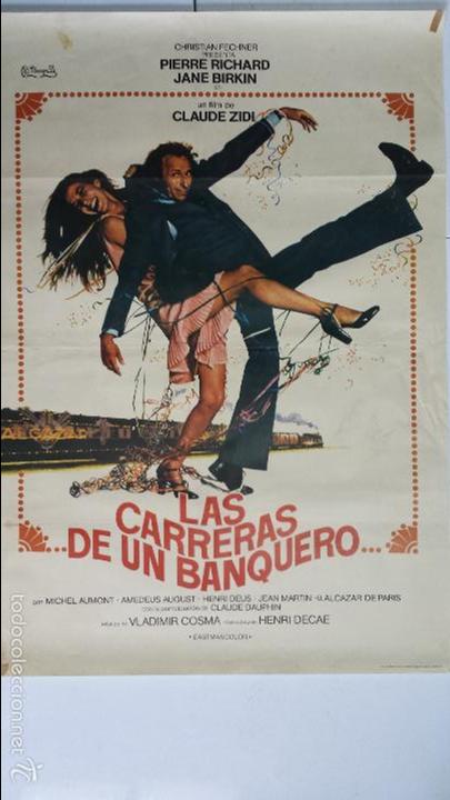 Cinema: ANTIGUO Y ORIGINAL CARTEL DE CINE 70 X 100 CM. LAS CARRERAS DE UN BANQUERO - 1975