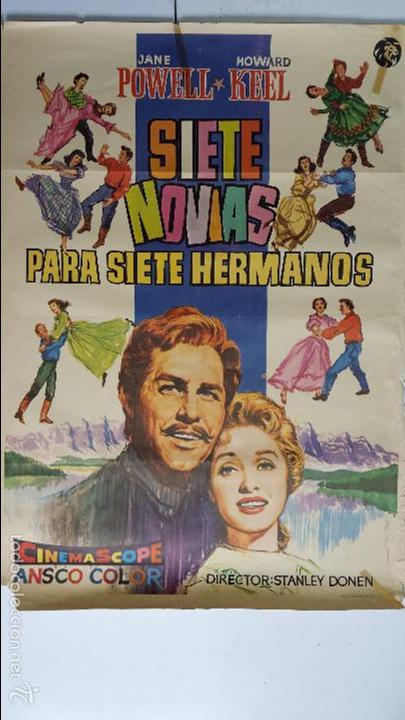 Cinema: ANTIGUO Y ORIGINAL CARTEL DE CINE 70 X 100 CM. SIETE NOVIAS PARA SIETE HERMANOS - 1954
