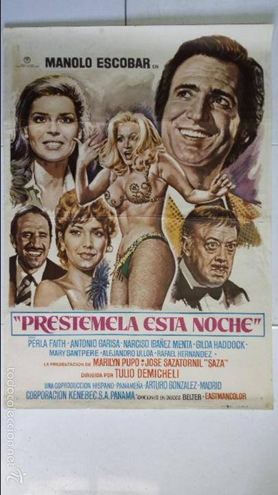 Cinema: ANTIGUO Y ORIGINAL CARTEL DE CINE 70 X 100 CM. PR&Eacute;STEMELA ESTA NOCHE - 1977