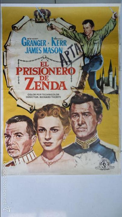 Cine: ANTIGUO Y ORIGINAL CARTEL DE CINE 70 X 100 CM. EL PRISIONERO DE ZENDA - 1952