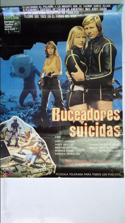 Cinema: ANTIGUO Y ORIGINAL CARTEL DE CINE 70 X 100 CM. BUCEADORES SUICIDAS - 1974